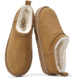 100% Genuine Leather Micro Boots with Memory Foam Insole Slip On